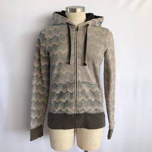 Women's Gray Volcom Bomber Moto Style Faded Ombre Hooded Zip-Up Jacket Sz S